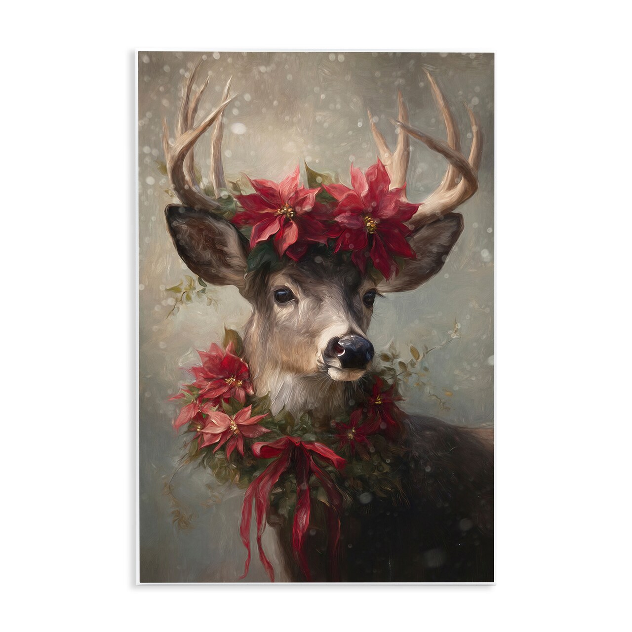 Stupell Industries Poinsettia Christmas Deer Wall Plaque, design by Tina LeCour